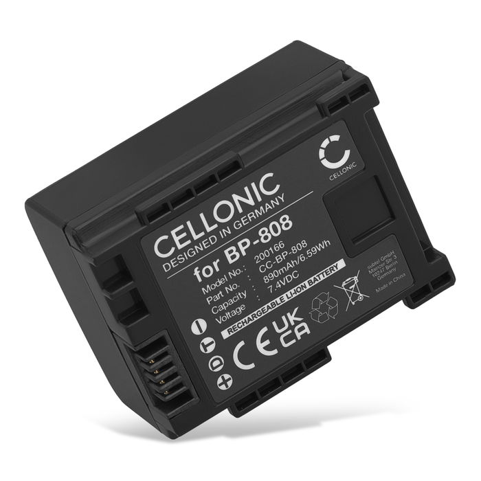 Battery for Canon Legria FS22 FS200 FS100 FS19 FS306 HFG25 HF200 FS21 BP-808 890mAh from CELLONIC