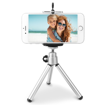 Minitripode ultraligero para cámaras y videocámaras (1/4") + smartphones (5,5cm - 8cm) - Trípode pequeño ideal para viajar, Stand giratorio (360°), pies de goma, patas plegables
