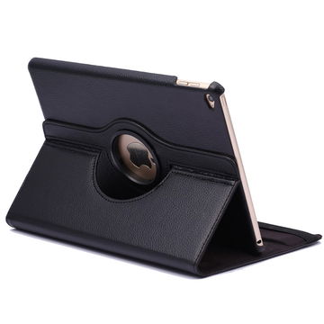 Funda tablets de subtel para iPad Air 2 (A1566/A1567), Funda para tablets en negro con soporte giratorio y cinta elástica, Protector de tablet de Cuero artificial