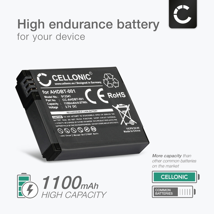 Batterie 1000mAh Tipo ABPAK-001 AHDBT-001 AHDBT-002 Per GoPro HD Hero