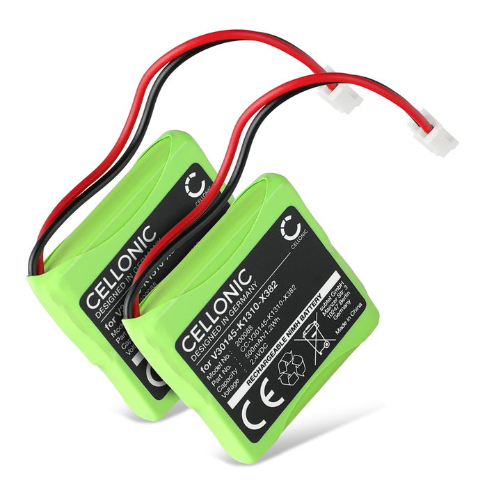 2x Bateria Siemens S30852-D1751-X1,V30145-K1310-X382 500mAh - S30852-D1751-X1,V30145-K1310-X382, Batería larga duración para teléfonos Siemens Gigaset E45, E450 SIM, E455 SIM