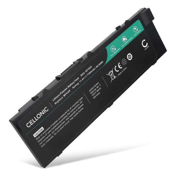 1x Batería para ordenador portátil Dell Precision M7510, M7710, 15 7510, 15 7520, 17 7710, M7520, MFKVP, GR5D3, RDYCT 6400mAh 11.1V  de CELLONIC
