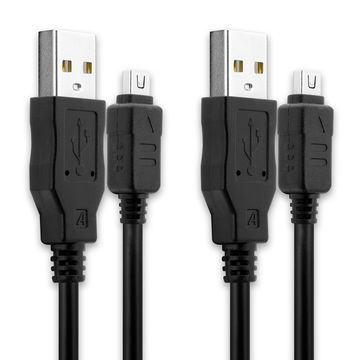 2x Cable USB para Olympus Stylus 1 XZ-2 XZ-10 OM-D E-M5 E-M1 E-M10 Mark Pen E-PL7 E-PL5 - Cable de Carga y Datos 1.5m negro PVC