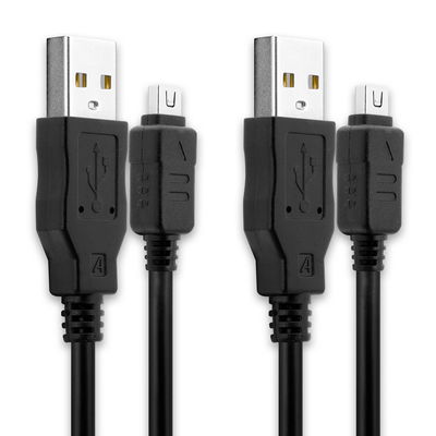 2x Cable USB para Olympus Stylus 1 XZ-2 XZ-10 OM-D E-M5 E-M1 E-M10 Mark Pen E-PL7 E-PL5 - Cable de Carga y Datos 1.5m negro PVC