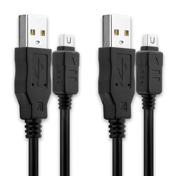 2x Camera USB Cable for Olympus Stylus 1 XZ-2 XZ-10 OM-D E-M5 E-M1 E-M10 Mark Pen E-PL7 E-PL5 1.5m Fast Charging Data Cable for Camera Charger Lead PVC - Black