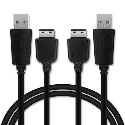 2x Cable USB para Samsung PCBS10 | GT-S5230 / GT-E1200 / GT E1190 / GT-E1150 / GT-E1050 - Cable de Carga y Datos 1m negro