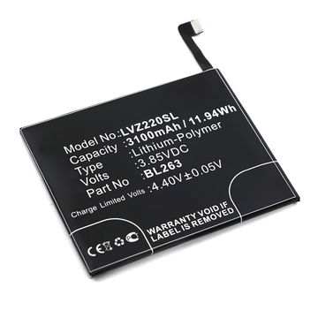 Bateria Lenovo BL263 3100mAh - BL263, Batería larga duración para smartphones Lenovo ZUK Z2 Pro