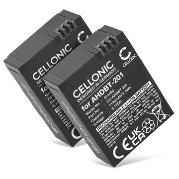 Pack 2x batería GoPro AHDBT-301 / AHDBT-302 / AHDBT-201 1180mAh - 2 baterías ion de litio para cámaras de acción GoPro Hero 3, Hero 3 plus, Hero 3 Black, Hero 3 White, Hero 3 Silver