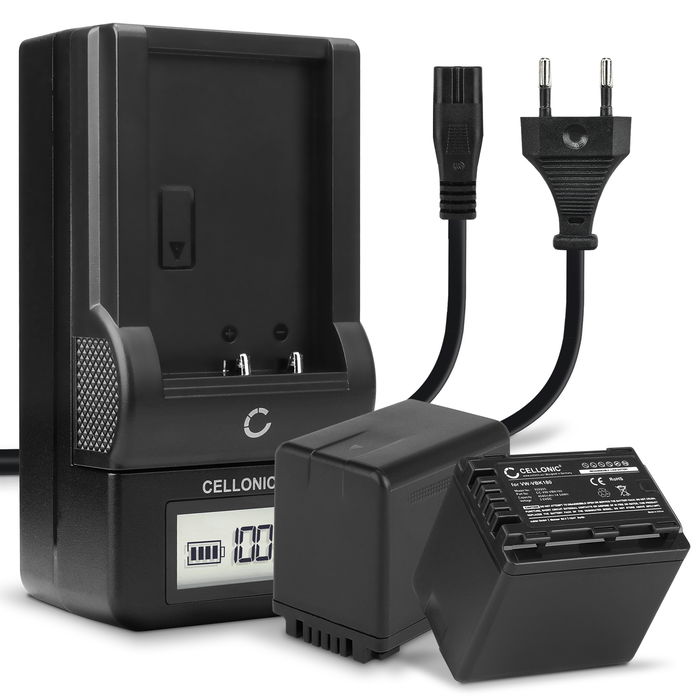 2x Bateria de litio Panasonic VW-VBT190 / VW-VBT380 / VW-VBK360 4040mAh + Cargador rápido VW-BC10 para camaras Panasonic HC-V180 HC-V770 HC-V777 HC-VX980 HC-VXF990 HC-VX870 HC-VXF990