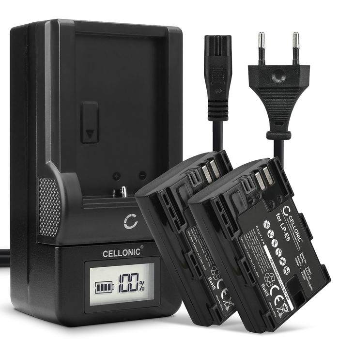 2x Blackmagic Pocket Cinema 4k Batería 2000mAh 7.2V - 7.4V + Cargador de CELLONIC