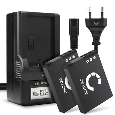 Pack 2x Bateria EN-EL12 1100mAh + Cargador rápido MH-65 - Batería de litio de larga duración para cámaras Nikon Coolpix W300 A1000 A900 S9900 S9700 S9500 S9300 S9100 S8200 S6300 S6200 S31 AW130 AW120