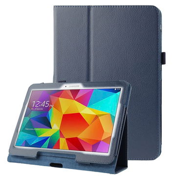 Funda de tablet para Samsung Galaxy Tab 4 10.1 (SM-T530 / SM-T531 / SM-T533 / SM-T535), Funda libro de Cuero artificial, Protector para tablet con función de soporte de color azul oscuro, Flip Cover Bookstyle - Funda con tapa para tablet PC