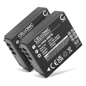 2x Bateria Panasonic CGA-S007 CGR-S007 DMW-BCD10 900mAh - , Batería recargable para camaras Panasonic Lumix DMC-TZ5 DMC-TZ5 DMC-TZ3 DMC-TZ1 DMC-TZ4 DMC-TZ2