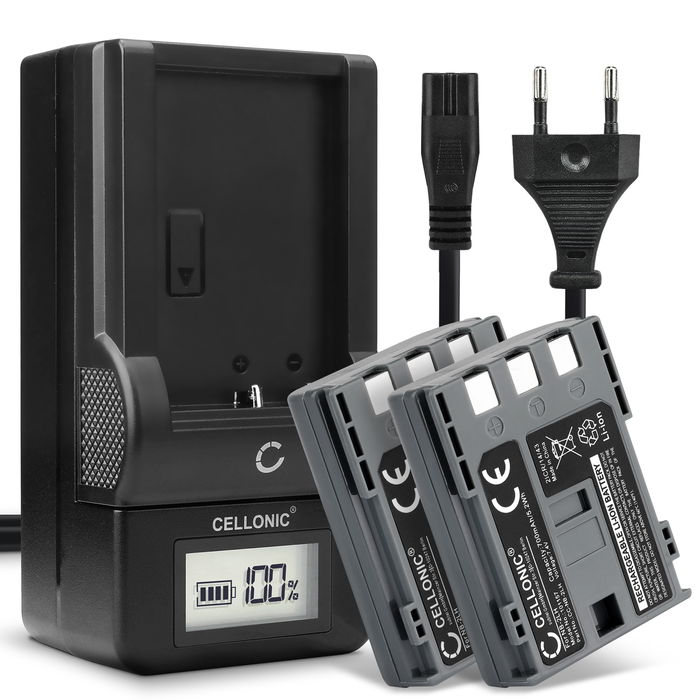 2x Canon EOS 350D Batería 700mAh 7.2V - 7.4V + Cargador de CELLONIC