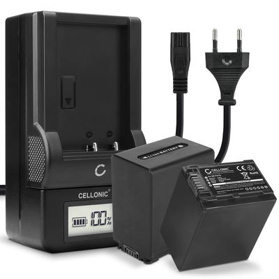 2x Bateria para cámaras Sony AX100 FDR-AX700 PXW-Z90 HXR-NX80 HDR-CX625 CX680 CX900 CX450 NEX-VG30 VG20 VG10 - NP-FV70 NP-FV100 2200mAh + Cargador rápido AC-VQV10, BC-TRV Baterías recargables