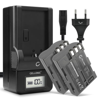 2x Bateria para cámaras Nikon D80 D90 D900 D100 D200 D300 D300S D50 D70 D700 D70s - EN-EL3 EN-EL3e 2000mAh + Cargador rápido MH-18a Baterías recargables