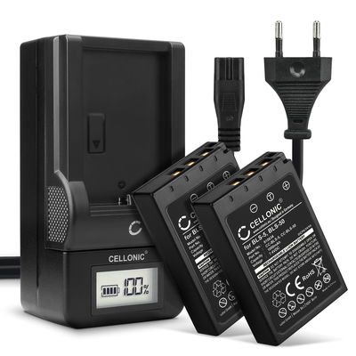 Bateria para Olympus EPL7, Olympus E PL 8, Olympus EM10 Mark II, Olympus Stylus 1, Olympus EPL6, Olympus E450, Olympus EP3, Olympus EPL2 - Batería para Cámaras Olympus BLS50 / BLS5 1000mAh + Cargador rápido BLS-5 BLS-50