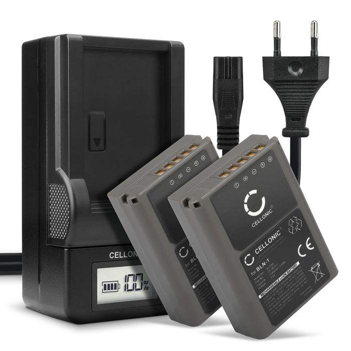 2x Olympus OM-D E-M5 Batería 1140mAh 7.4V + Cargador de CELLONIC