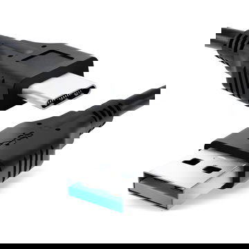 Universal USB-C long tip Type C Cable for Mobile Phones, Tablets, GPS, Speakers 3A Fast Data Transfer 1m PVC Charging / Charger Lead - Black