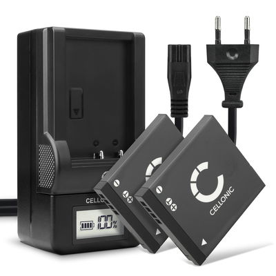 2x Bateria para cámaras Panasonic Lumix DMC-FT30, -FT25, DMC-FS45, -FS40, -FS35, DMC-SZ7, -SZ1, DMC-FX90 - DMW-BCK7 NCA-YN101H 700mAh + Cargador rápido DE-A92A Baterías recargables