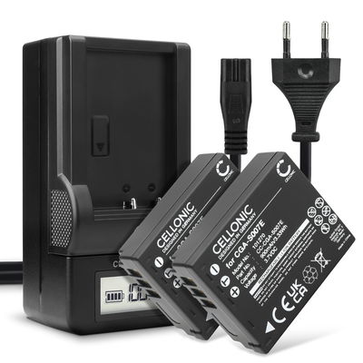 2x Bateria para cámaras Panasonic Lumix DMC-TZ5 DMC-TZ5 DMC-TZ3 DMC-TZ1 DMC-TZ4 DMC-TZ2 - CGA-S007 CGR-S007 DMW-BCD10 900mAh + Cargador rápido DA-A46A DE-A25B DE-A26A DE-A45 Baterías recargables