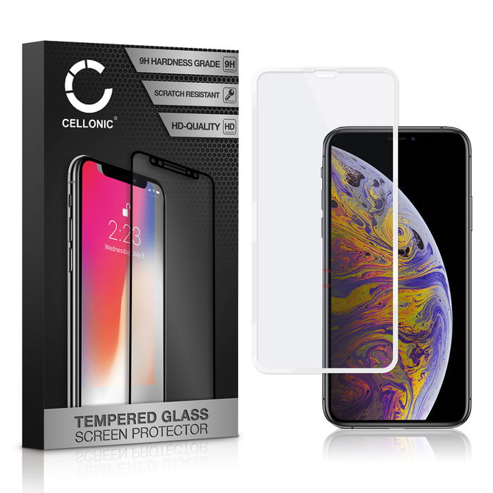 Protector pantalla móvil iPhone XS Max autoadhesivo de CELLONIC - Screen protector, (Calidad HD / 3D Full Cover / 0,33mm / 9H)