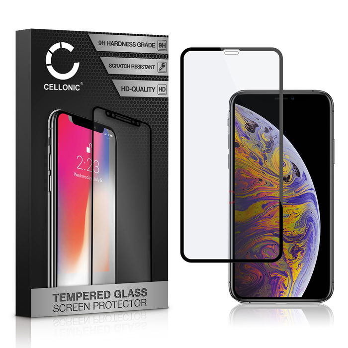 Protector pantalla móvil iPhone Xs Max autoadhesivo de CELLONIC - Screen protector, (Calidad HD / 3D Full Cover / 0,33mm / 9H)