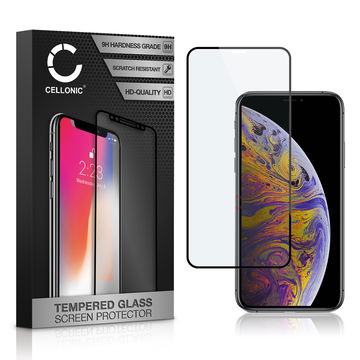Protector pantalla móvil iPhone Xs Max autoadhesivo de CELLONIC - Screen protector, (Calidad HD / 3D Case-friendly / 0,33mm / 9H)