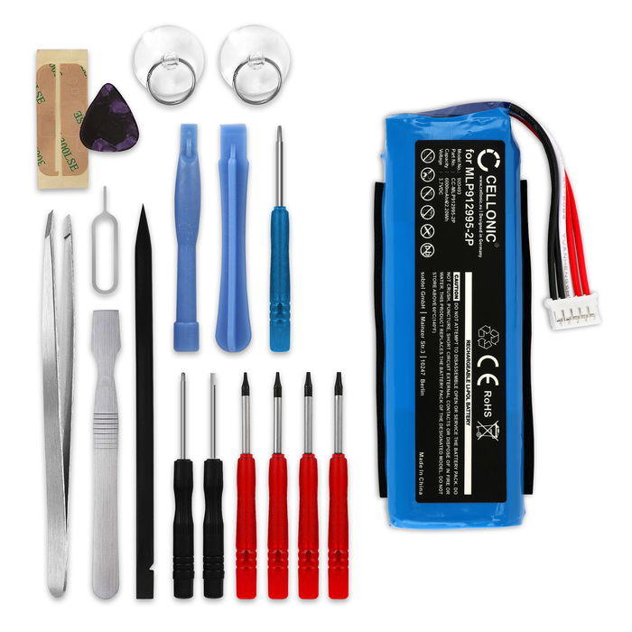 Batería para JBL Charge 2+, Charge 2 +, Charge 2 plus / JBL GSP1029102 6000mAh + Juego de herramientas de CELLONIC