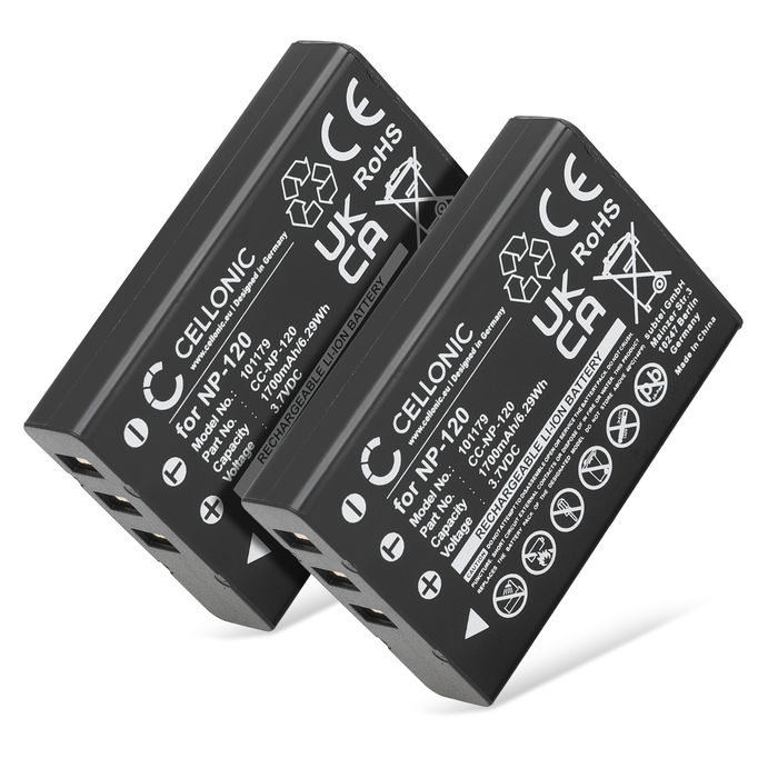 2x Ordro NP-120 Batería 1700mAh 3.6V - 3.7V de CELLONIC