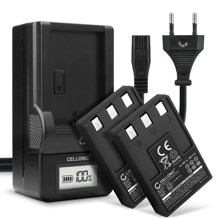 2x Canon Digital IXUS 430 Batería 830mAh 3.6V - 3.7V + Cargador de CELLONIC