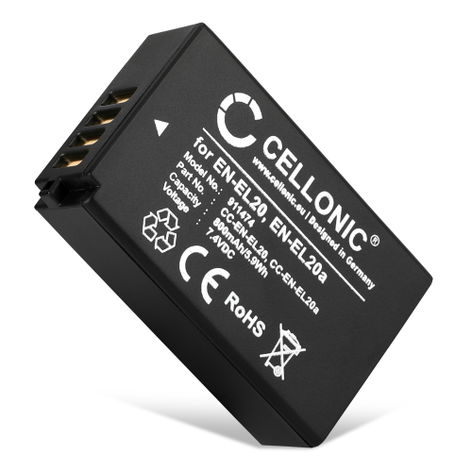 CELLONIC Camera Battery for Nikon 1 AW1 1 J1 J2 J3 1 S1 1 V3 Coolpix A P1000 CoolPix P950 DL24-500 Replacement EN-EL20 EN-EL20a Battery 800mAh Backup