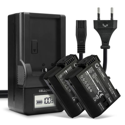 2x Batería para Nikon D850, Nikon D750, Nikon D7500, Nikon D800, Nikon D810, Nikon D7000, Nikon D610, Nikon D800E - 2x Batería para Cámaras Nikon ENEL15 / ENEL15b / ENEL15a 2000mAh 7.0V + Cargador rápido MH-25