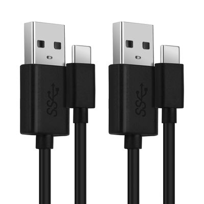 2x Cable USB para GoPro Hero 5, 6, 7, 8, 9, 10, 11, Max, Max 360, Fusion - Cable de Carga y Datos 1m 3A negro PVC