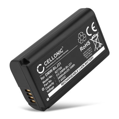 Batería para Panasonic Lumix DC-S1 Lumix DC-S1H Lumix DC-S1R Lumix S1 Lumix S1H Lumix S1R DMW-BLJ31 (3400mAh, 7.4V) de CELLONIC