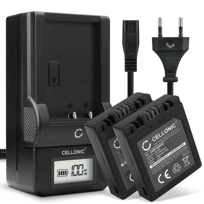 2x Panasonic Lumix DMC-FZ2 Batería 700mAh 7.2V - 7.4V + Cargador de CELLONIC