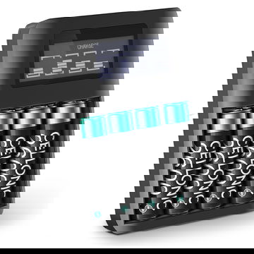 Cargador USB para pilas AA y AAA de CELLONIC con 4 slots de carga | Cargador de pilas + 4x pilas AA 2600mAh recargables, Smart Charger con pantalla LCD para control de carga
