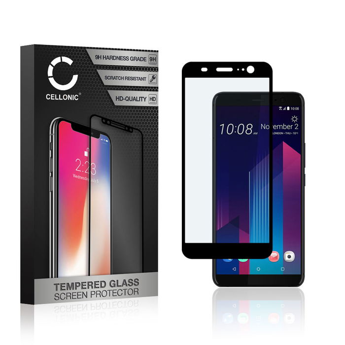 Protector pantalla móvil HTC U11 Plus autoadhesivo de CELLONIC - Screen protector, (Calidad HD / 3D Full Cover / 0,33mm / 9H)