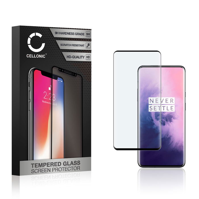 Protector pantalla móvil OnePlus 7 Pro / 7T Pro autoadhesivo de CELLONIC - Screen protector, (Calidad HD / 3D Case-friendly / 0,33mm / 9H)