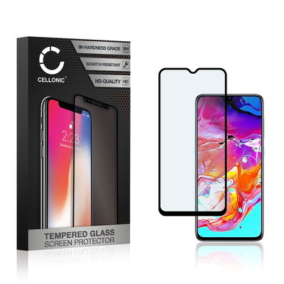Protector pantalla móvil Samsung Galaxy A70 (SM-A705) autoadhesivo de CELLONIC - Screen protector, (Calidad HD / 3D Case-friendly / 0,33mm / 9H)