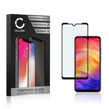 Protector pantalla móvil Xiaomi Redmi Note 7 autoadhesivo de CELLONIC - Screen protector, (Calidad HD / 3D Full Cover / 0,33mm / 9H)