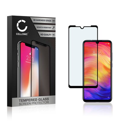 Protector pantalla móvil Xiaomi Redmi Note 7 autoadhesivo de CELLONIC - Screen protector, (Calidad HD / 3D Full Cover / 0,33mm / 9H)