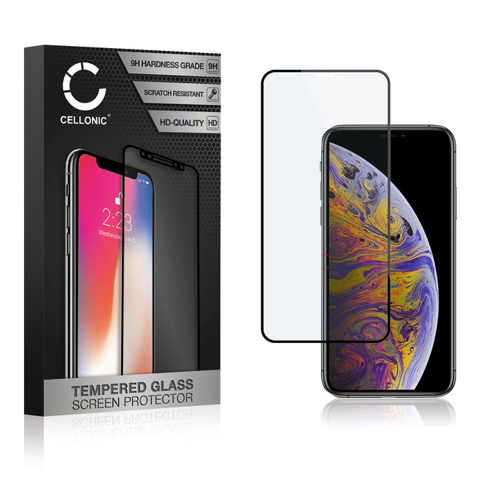 Protector pantalla móvil iPhone 11 Pro Max / iPhone Xs Max autoadhesivo de CELLONIC - Screen protector, (Calidad HD / 3D Case-friendly / 0,33mm / 9H)