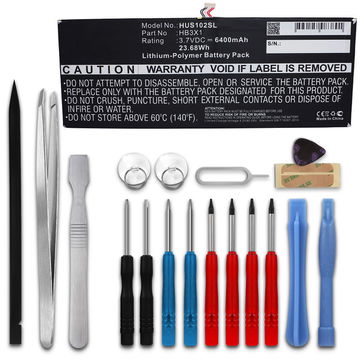 Batería para tablet Huawei MediaPad 10 Link S10-201u S10-202u S10-201L - HB3X1 6400mAh Batería recargable de repuesto + Juego de herramientas