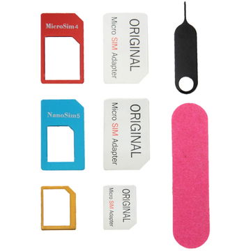Conjunto de adaptadores para tarjetas SIM con estuche 5 in 1 Micro SIM Nano SIM Standard SIM