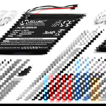Batería para GPS Garmin Zumo 390, Zumo 350, Zumo 340 (010-01043-01, 020-00218-05) - 361-00059-00 (1800mAh) + Juego de herramientas Batería recargable, Batería de repuesto
