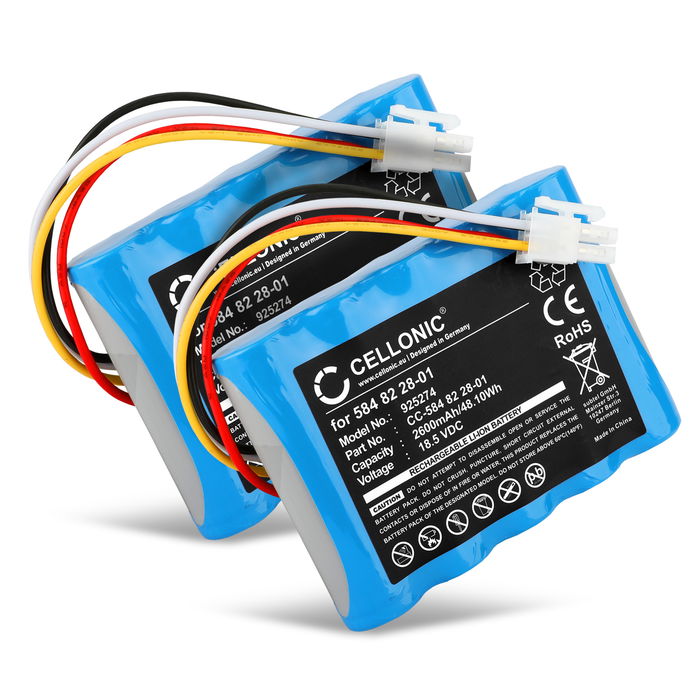 2x Battery for Husqvarna R100Li, R100Lic, Automower 310, 315, Gardena Sileno 18.5V  Li Ion 2600mAh from CELLONIC