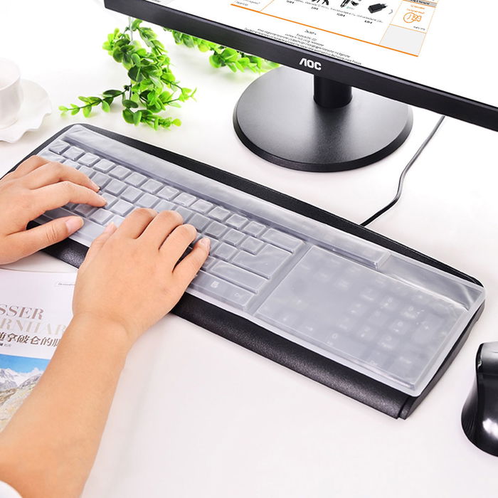 Silicone Computer Keyboard Cover Anti Dust Keyboard Protector, Waterproof Transparent Skin for Desktop PC Keyboards - Universal 44.5 x 13.4cm (17.5" x 5.3")