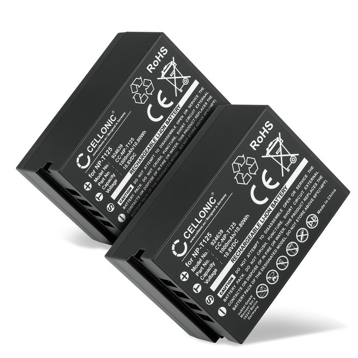 2x Bateria Fujifilm NP-T125 1000mAh - , Batería recargable para camaras FujiFilm GFX 50s GFX Medium Format