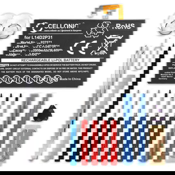 Batería para tablet Lenovo Tab 2 A10-70, Tab 2 A10-70F, Tab 2 A10-70L, TB-X103F, Tab 4 TB-X304L, TB-X704N - L14D2P31, SB18C03763 7000mAh Batería recargable de repuesto + Juego de herramientas